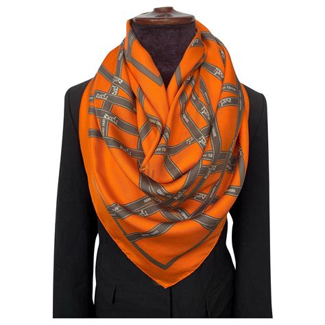 hermes silk scarf taupe orange|orange Hermes silk scarf.